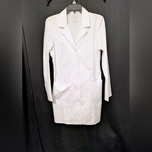 Cherokee Authentic Workwear Premium Rayon Stretch White Long Sleeve Lab Coat Sm